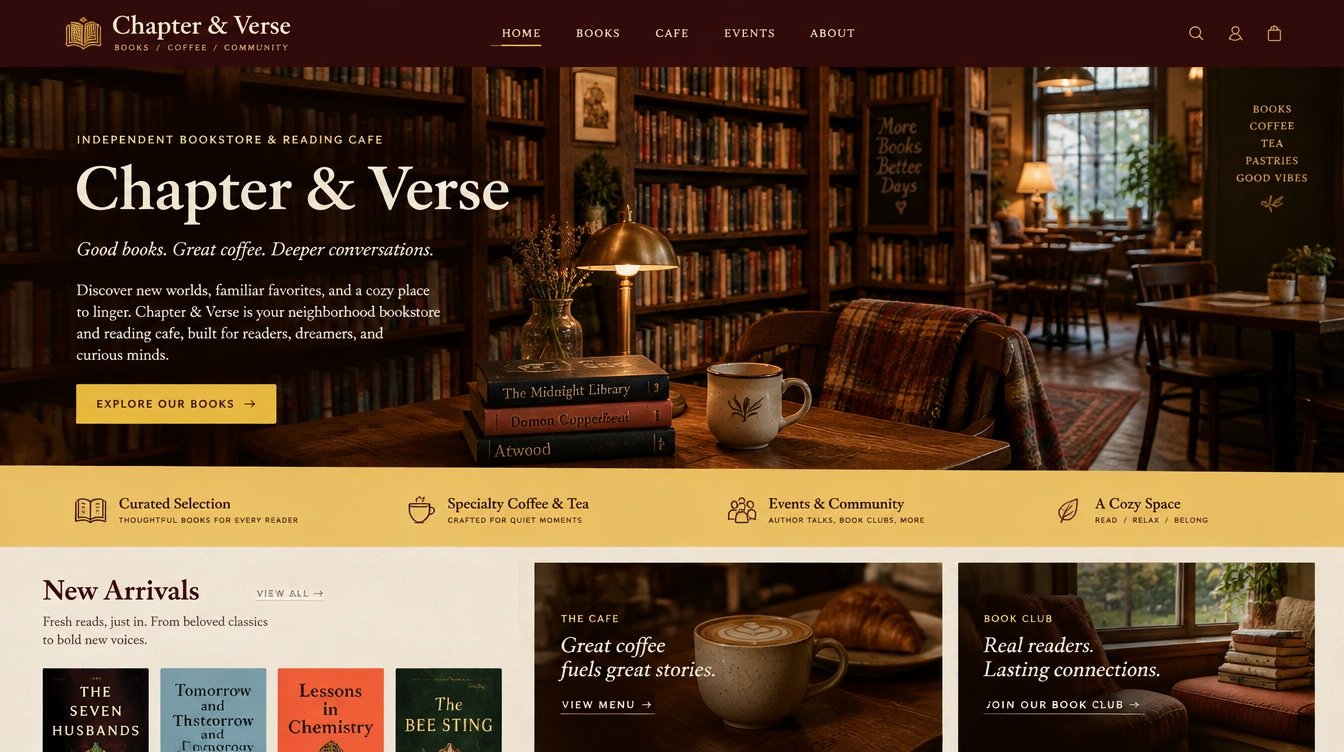 Chapter & Verse bookshop and café website