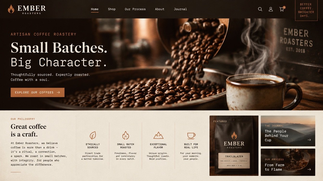 Ember Roasters coffee website